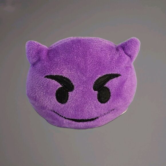 Children's Purple Emoji Mini Throw Pillow 3.5 " × 3.5" Plush Smiley Looks Face - Picture 3 of 5